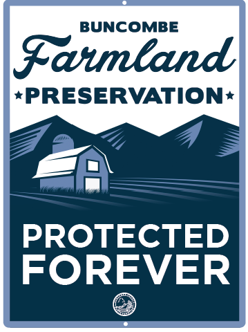 Farmland Preservation Program, protected forever logo. This program was created to encourage the preservation & protection of farmlands in Buncombe County.