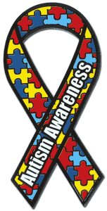 Autism Awareness puzzle ribbon.