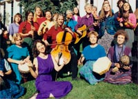 Womansong group outside of UNCA's Ramsey Library - 1999