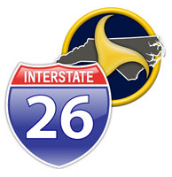 Photo of I-26 sign and NCDOT logo.