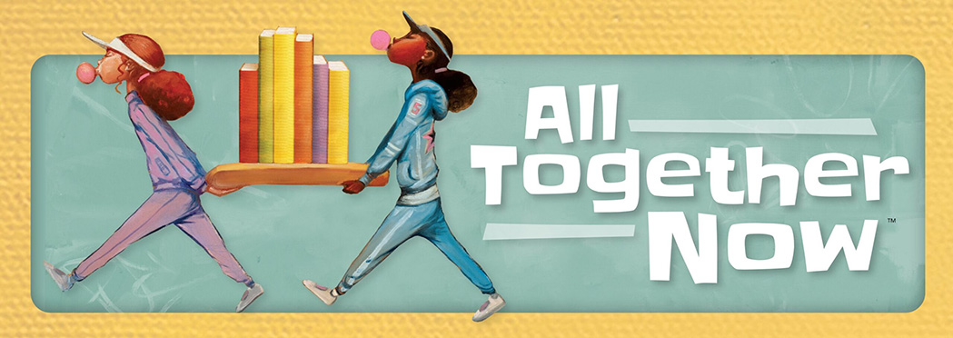 All Together Now - Illustration of kids carrying books together.
