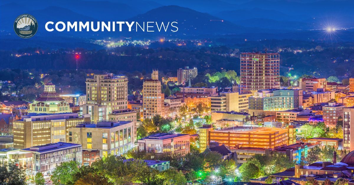 a night skyline of Asheville NC