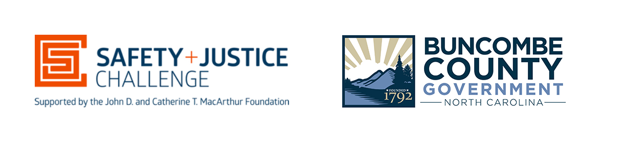 Safety and Justice Challenge logo and the Buncombe County logo.