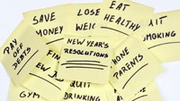 Photo of post-its with tips for the New Year.