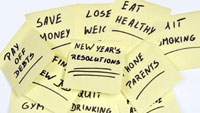 Photo of post-its with tips for the New Year.