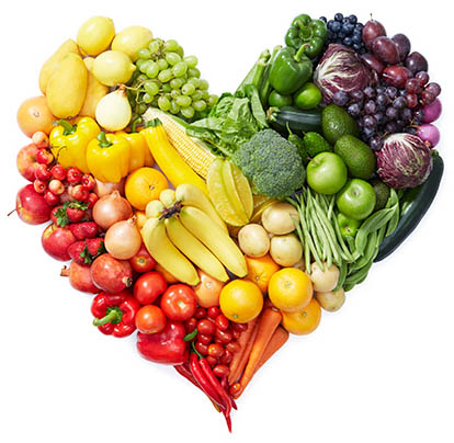 Heart of made of fruit and vegetables.