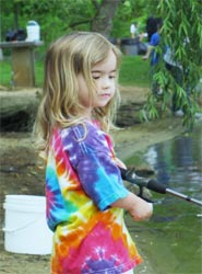 Photo of young girl fishing.