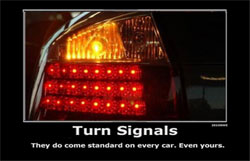 Turn Signals: They do come standard on every car. Even yours.