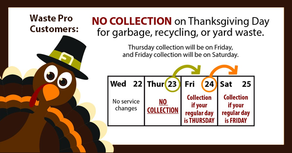 Waste Pro Thanksgiving schedule