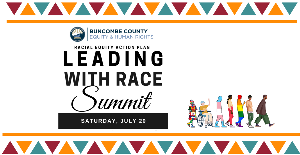 colorful graphic that says leading with race summi
