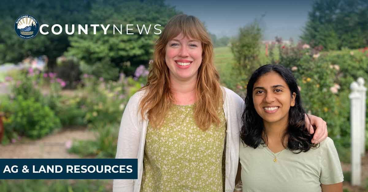 Ariel Zijp and Avni Naik pose with a farm in the background