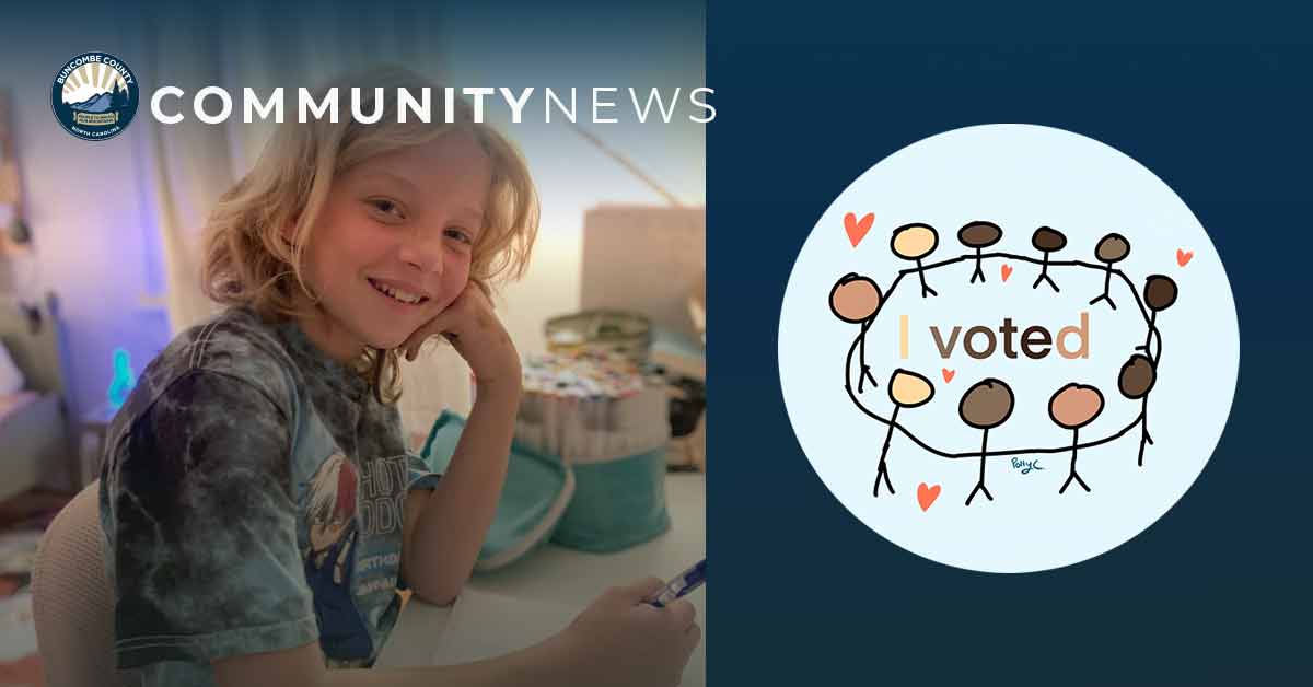 a young girl at her desk with a sticker graphic