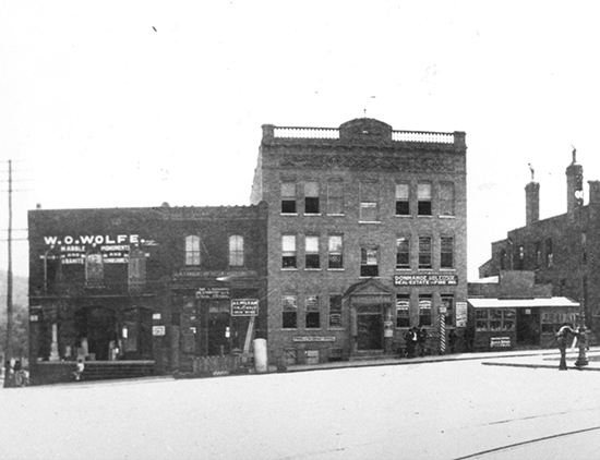 Old photo of the Wolfe Building in downtown Asheville.