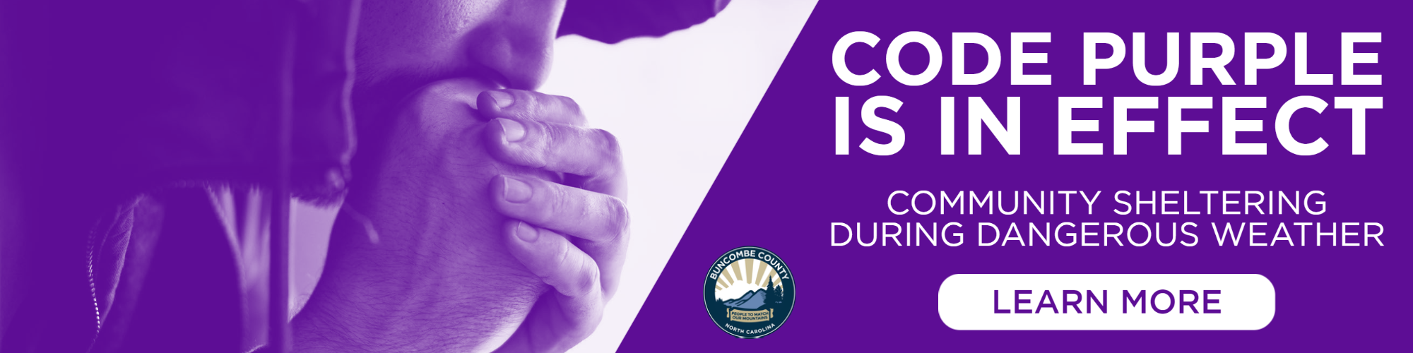 Code Purple is in Effect, community sheltering during dangerous weather, click here to learn more